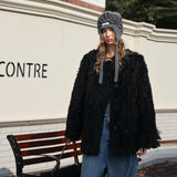 Black Faux-Lamb Coat