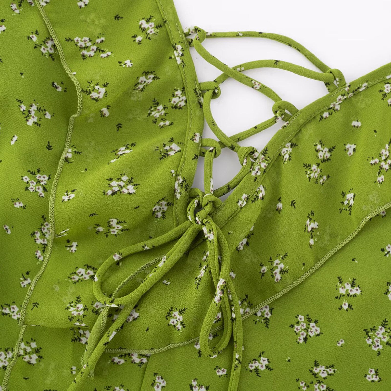 Lime Lace-Up Midi Dress