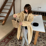 Herringbone Faux Fur Coat - Custard