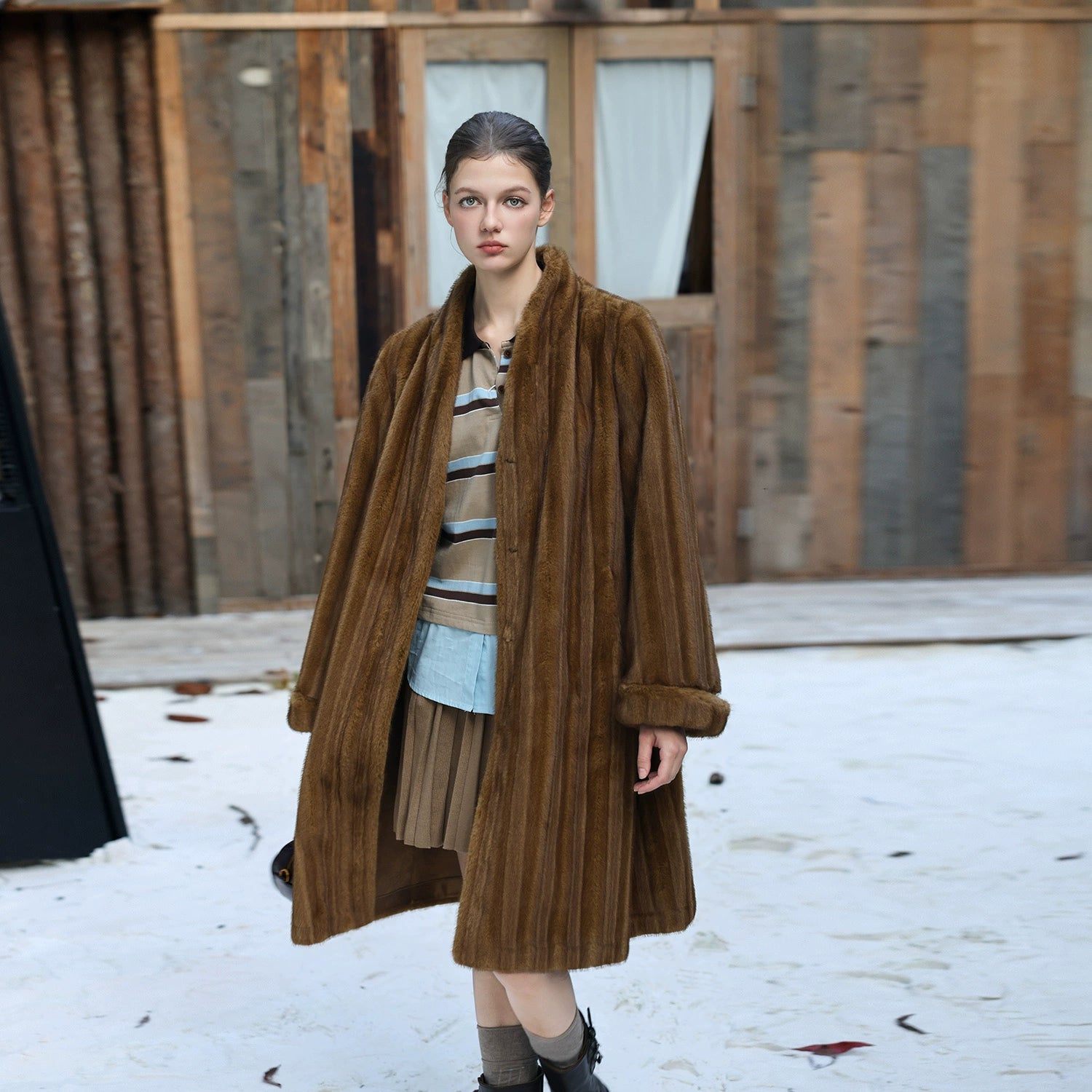 Caramel Silky Fur Coat