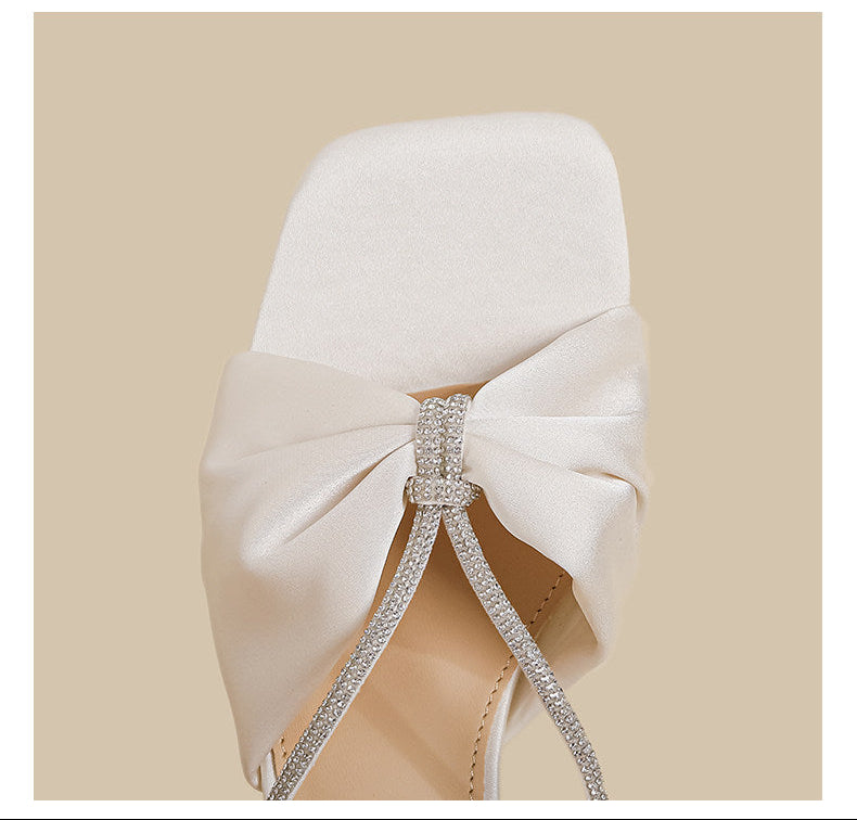 Crystal Bow Sandals (Cream)