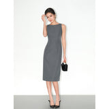 Clean Fit Tailored Midi Dress - Grey