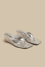 Wedge Flip Sandals (Silver)