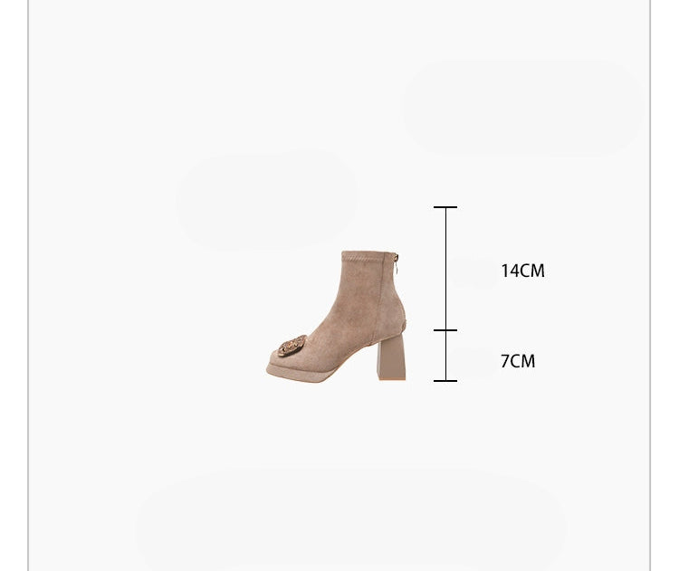 Rhinestone Square-Toe Boots