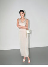 Smooth Ruched Slip Dress - Champagne