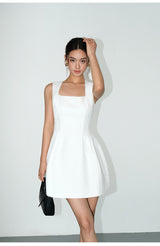 Structured Sleeveless Mini Dress - White