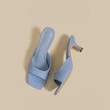 Minimal Curve Heel Sandals (Sky)
