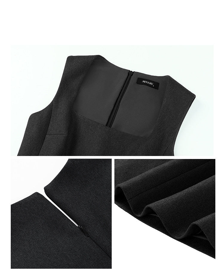 Structured Sleeveless Mini Dress - Gray