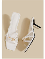 Buckle Strap Sandals (White)