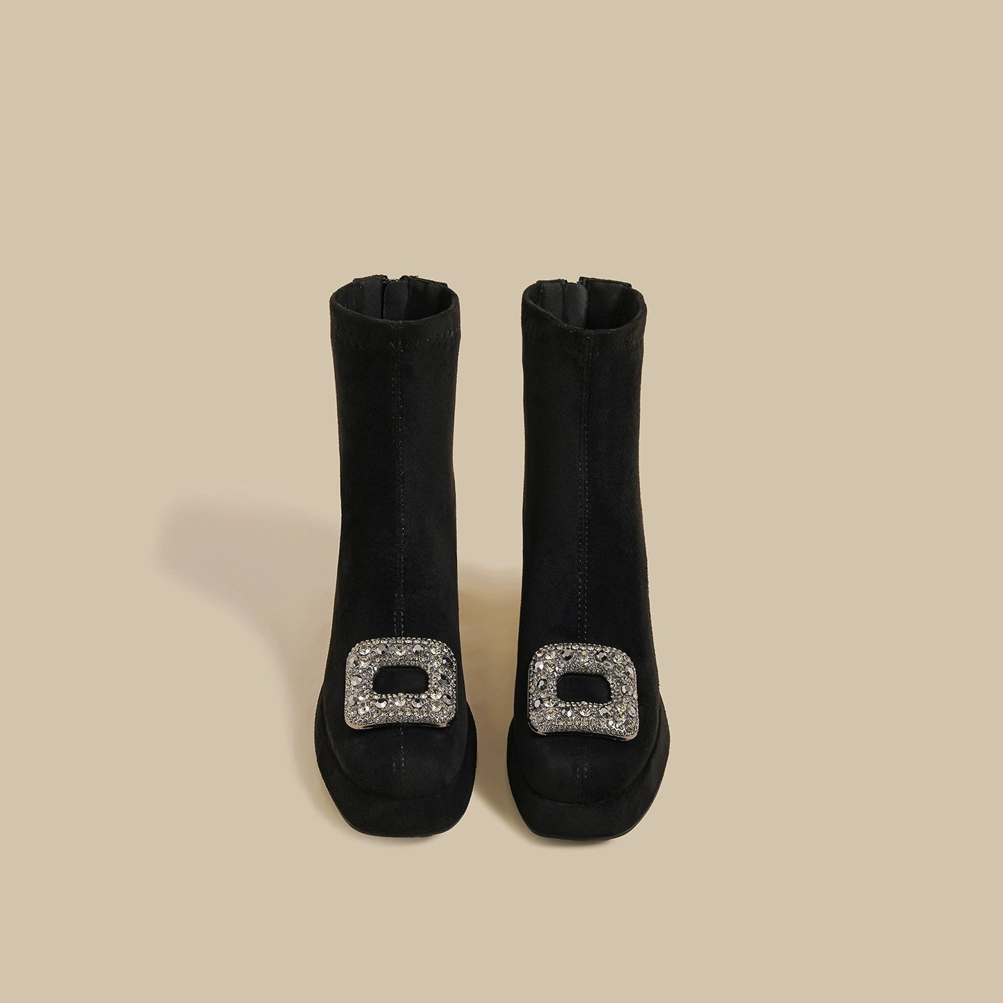 Rhinestone Square-Toe Boots