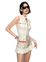 Distressed Stud Vest / Skirt