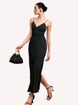 Mabel Black Jacquard Slip Dress
