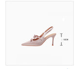 Crystal Bow Slingback Stiletto Heels