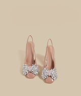 Crystal Bow Block-Heel Slingbacks