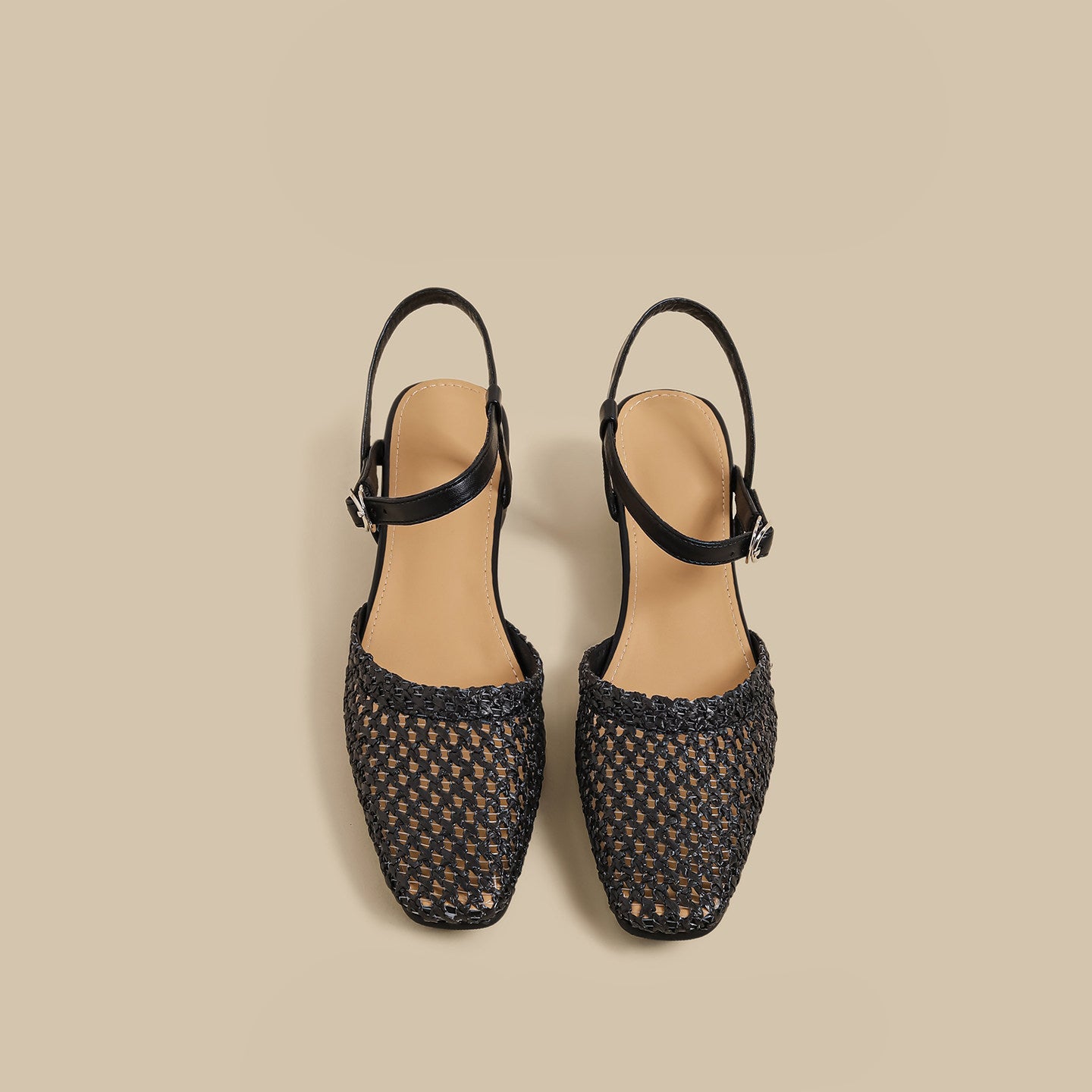 Woven Slingback Flats (Black)