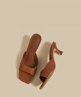 Minimal Curve Heel Sandals (Brown)
