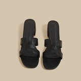 Strap Low Heel Sandals (Black)