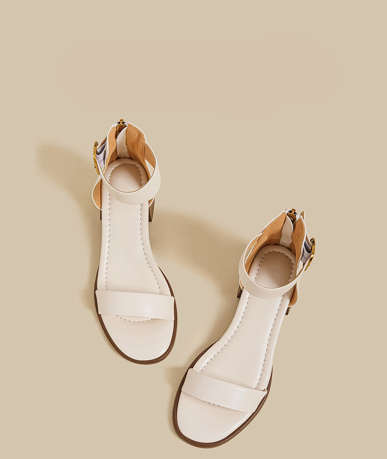 Minimal Ankle Strap Block Sandal