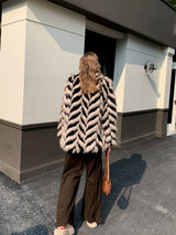 Two-Tone Faux Fur Coat