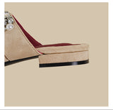Crystal Pearl Flat Sandals (Beige)