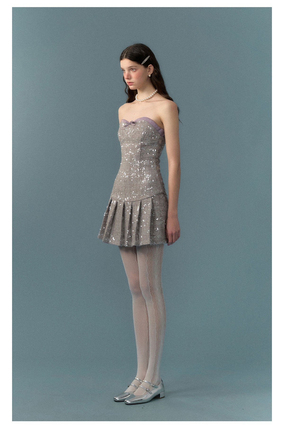 Sequin Pleated Dress