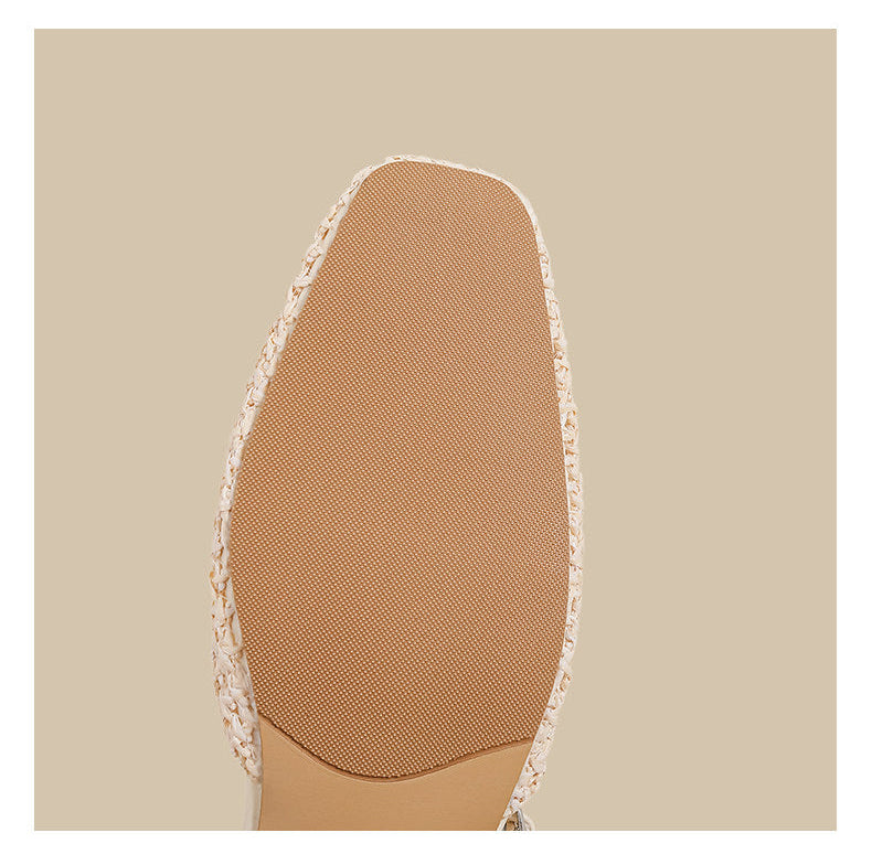 Woven Slingback Flats (Cream)