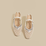 Crystal Mesh Mary Janes (Cream)