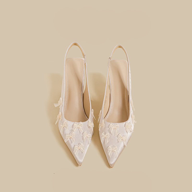 Floral Mesh Slingback Heels