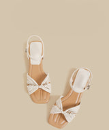 Knot Strap Heel Sandals (Ivory)