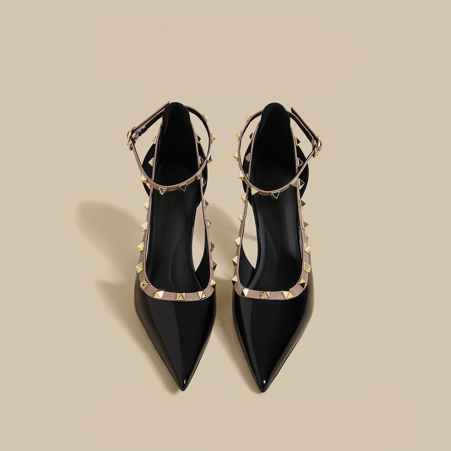 Studded Strap Slingback Heels