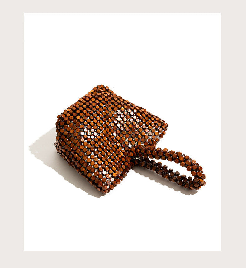Woven Wooden Bead Bag
