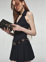 Pleated Halter Dress