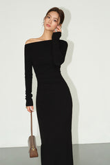 Ruched Waist Maxi Dress - Black