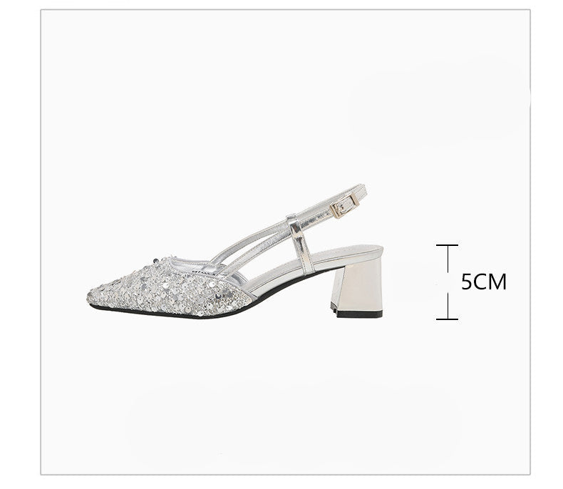 Sequin Pointed Slingback Heels