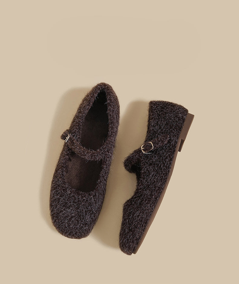 Wool-Blend Mary Jane Flats