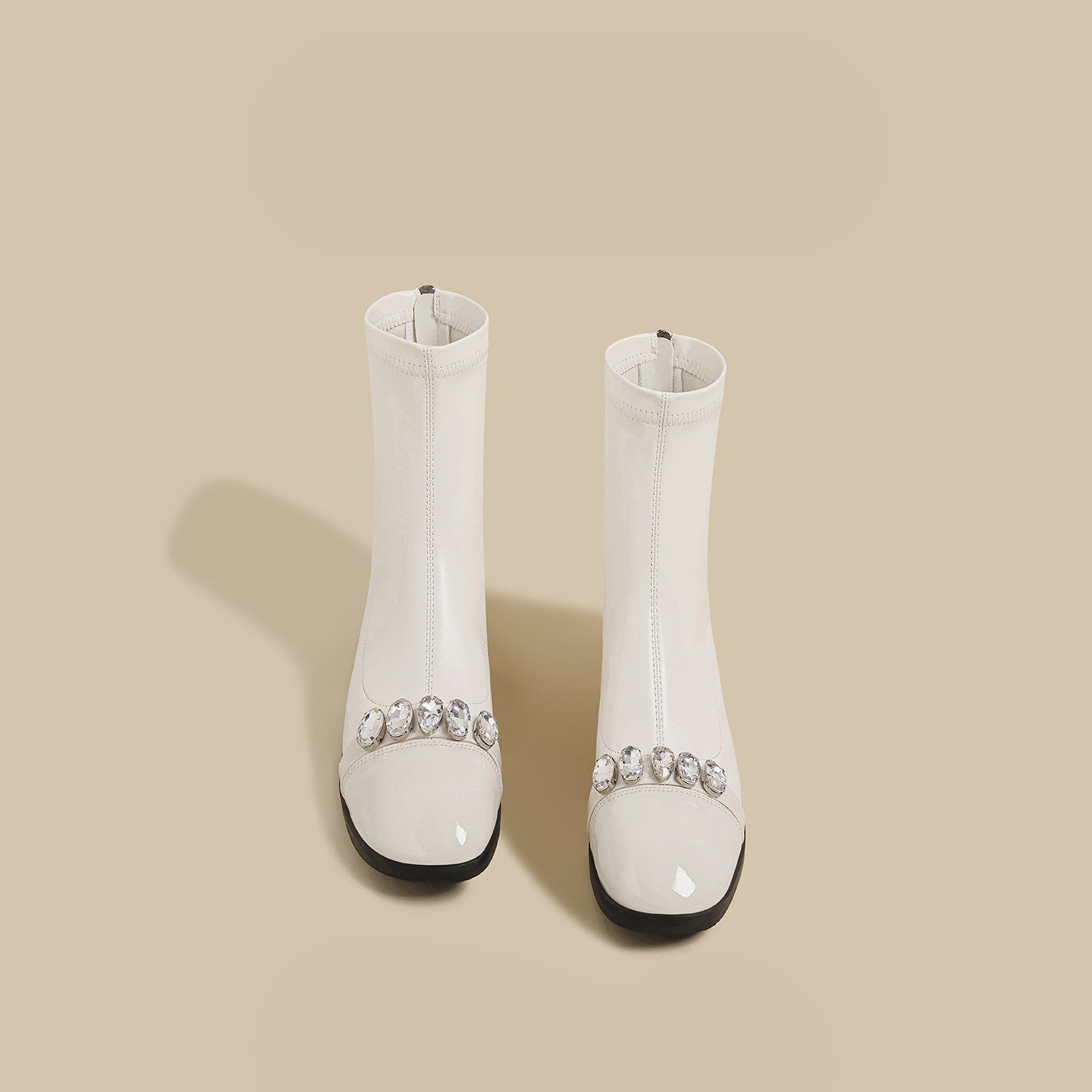 Rhinestone Strap Ankle Boots