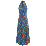 Azure Garden Halter Dress