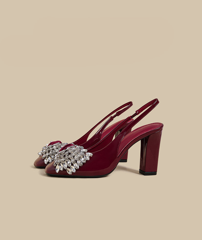 Crystal Bow Block-Heel Slingbacks