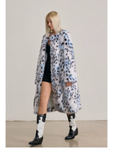 Blue Leopard Fur Coat