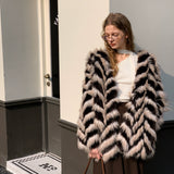 Two-Tone Faux Fur Coat
