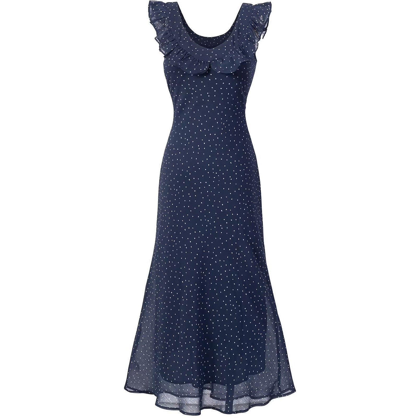 Dotted Ruffle Midi Dress