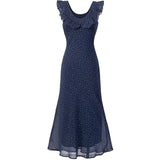 Dotted Ruffle Midi Dress