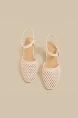 Woven Slingback Flats (Cream)
