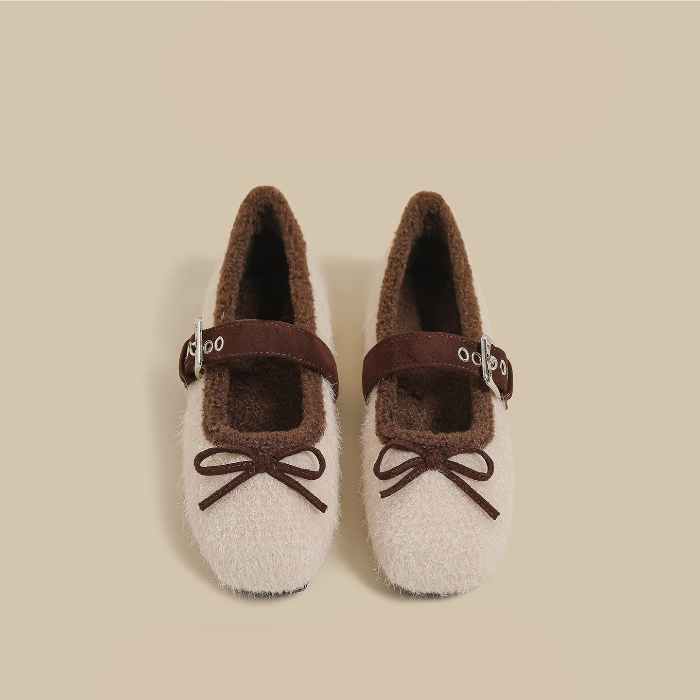 Faux-Fur Mary Jane Flats