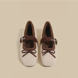 Faux-Fur Mary Jane Flats