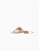 Embellished Thong Flat (Beige)