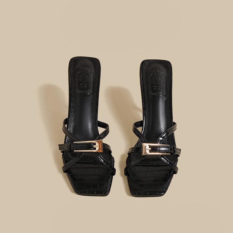 Buckle Strap Sandals (Black)