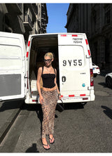 Leopard Low-Rise Long Skirt