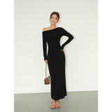 Ruched Waist Maxi Dress - Black