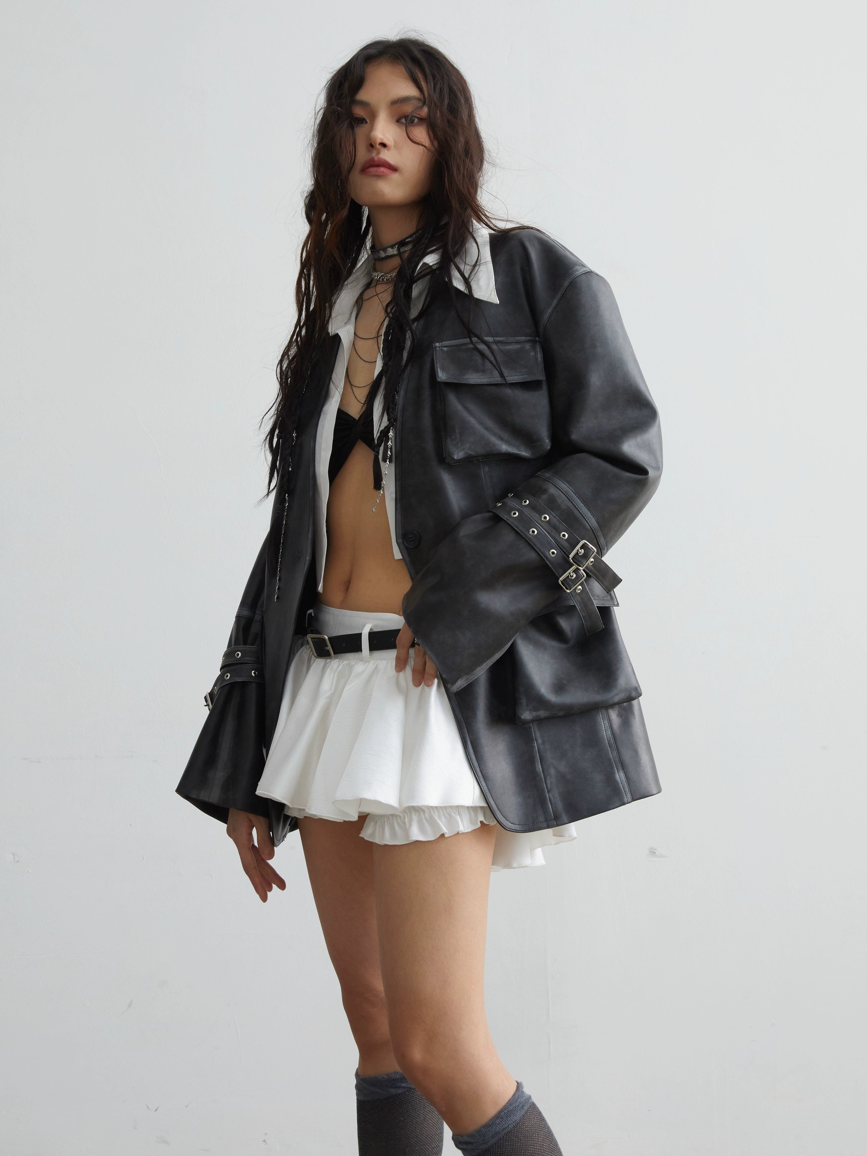 White Ruffled Miniskirt